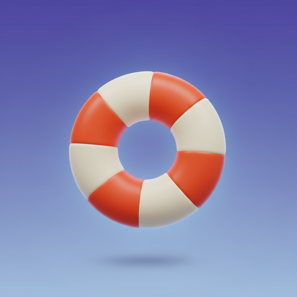 Lifebuoy booster - ring shape with alternating white and red-orange segments