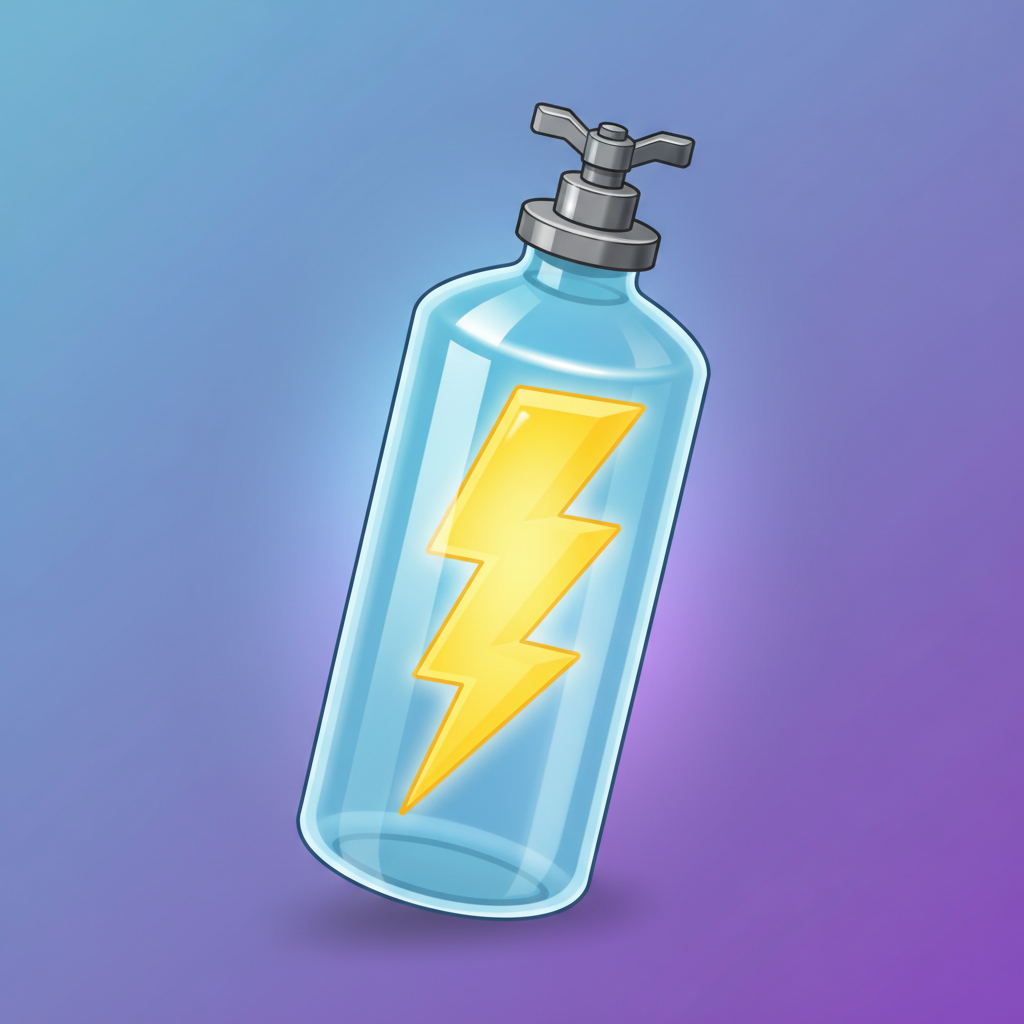Nitro Canister booster - transparent blue cylinder with yellow lightning bolt