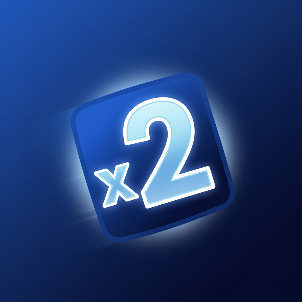 x2 multiplier collectible - glowing digit with x prefix