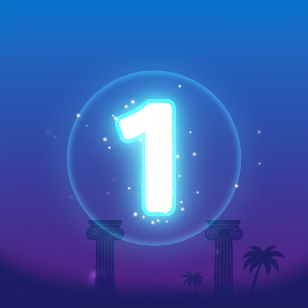 Plain number 1 collectible - glowing digit with white center fading to blue