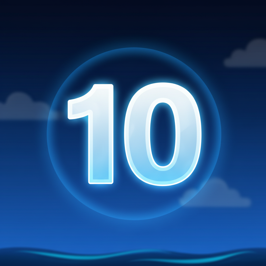 Plain number 10 collectible - glowing digit with white center fading to blue