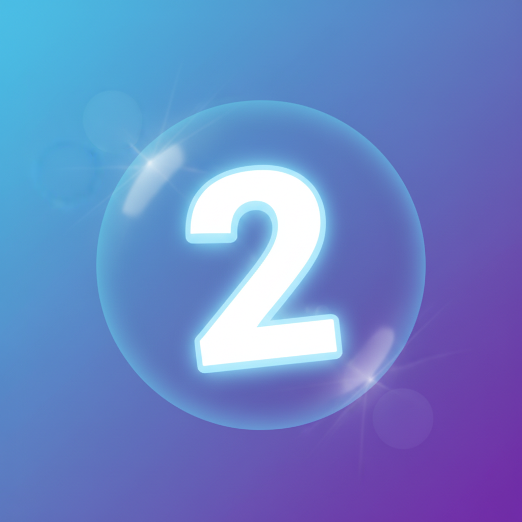 Plain number 2 collectible - glowing digit with white center fading to blue